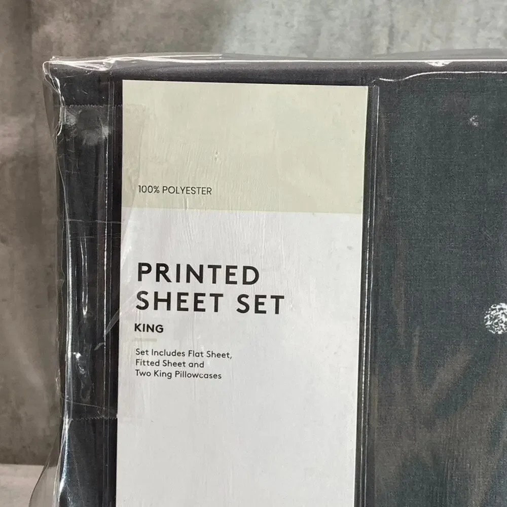 NORDSTROM RACK Gray Pearl Dot Print 4-Piece King Size Bed Sheet Set